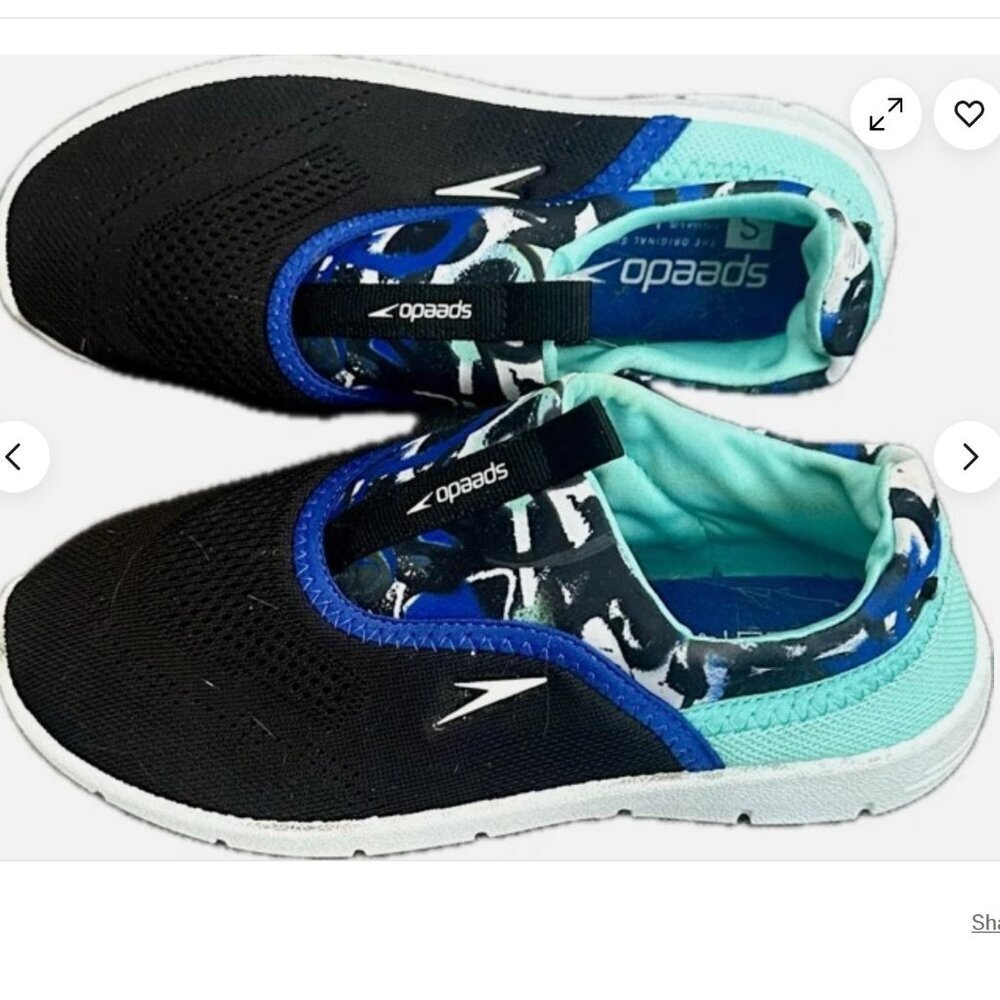 Speedo Kids Small (13-1) Junior Water Hybrid Shoes Surfwalker Blue Black Multi